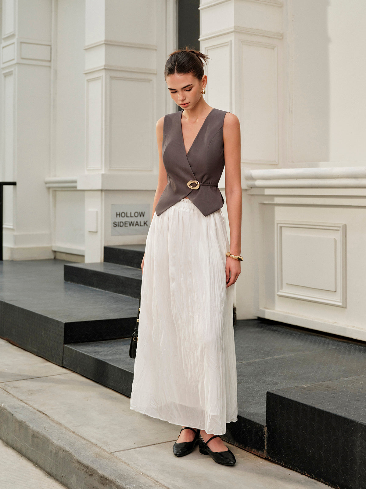 Falda Maxi Plisada Con Cintura Elástica Cómoda Para Ti