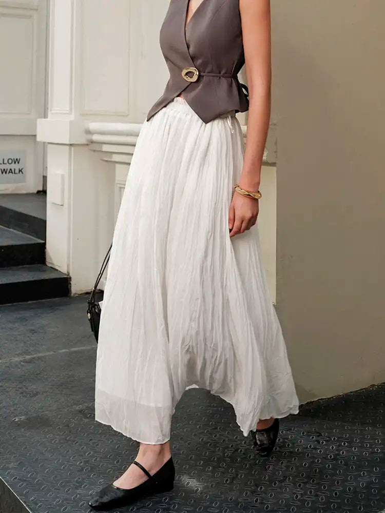 Falda Maxi Plisada Con Cintura Elástica Cómoda Para Ti