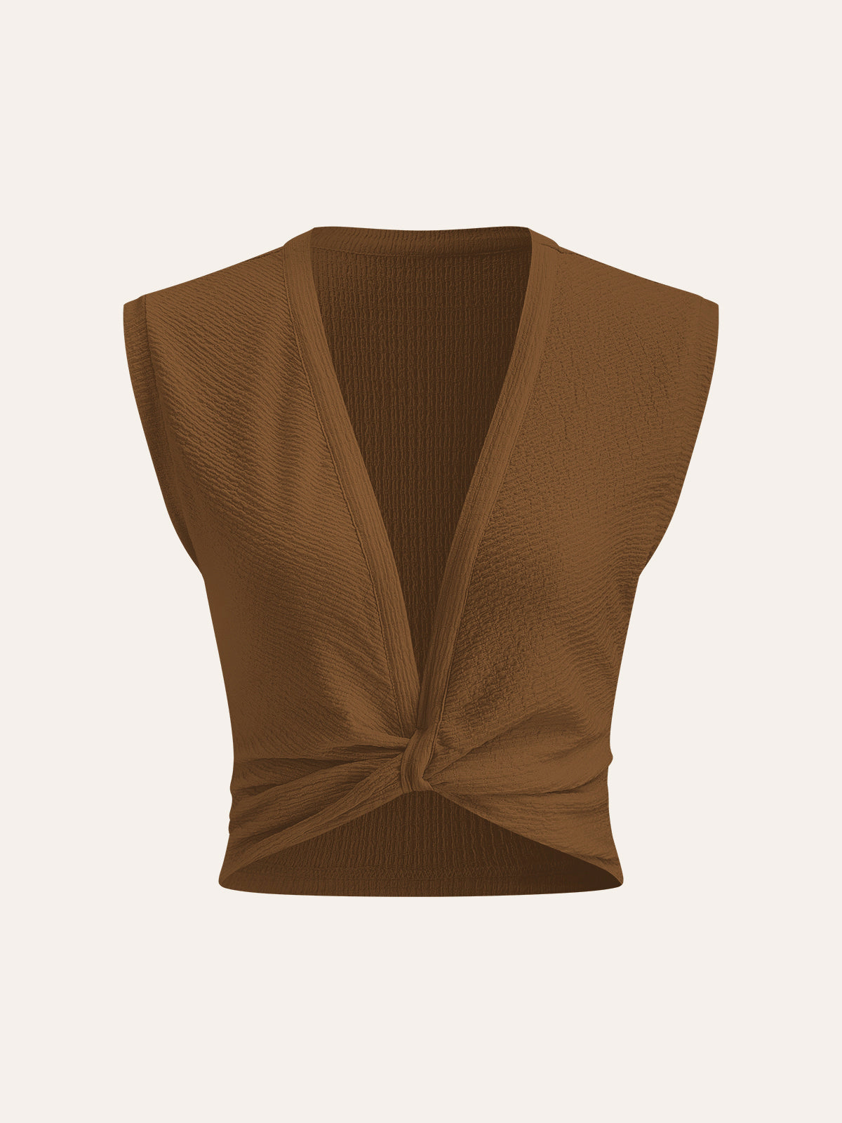 Blusa Sin Mangas Con Escote V Y Nudo Elástico Versátil