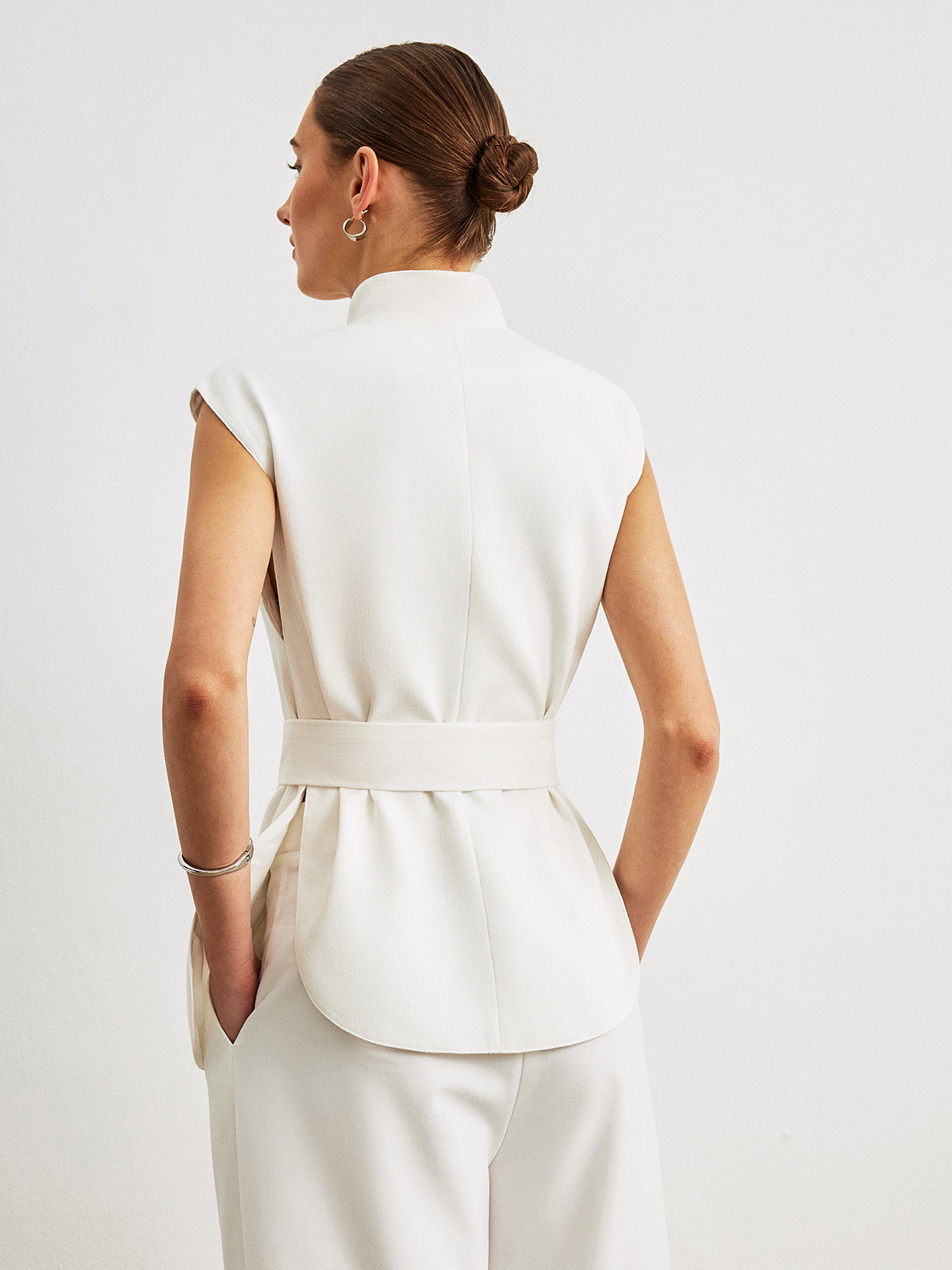Blusa Peplum Con Cinturón Ancho Para Trabajo Diario