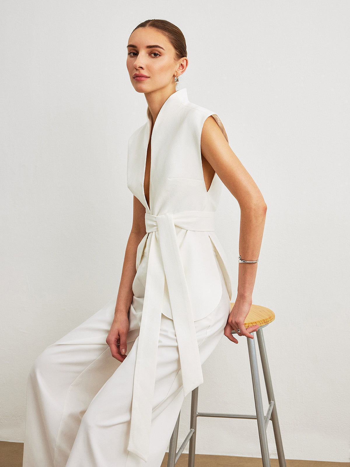 Blusa Peplum Con Cinturón Ancho Para Trabajo Diario