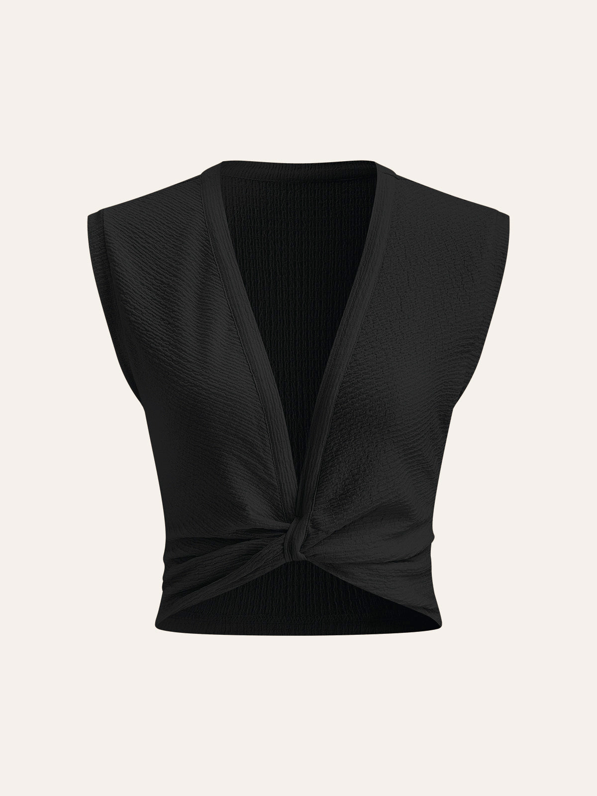 Blusa Sin Mangas Con Escote V Y Nudo Elástico Versátil