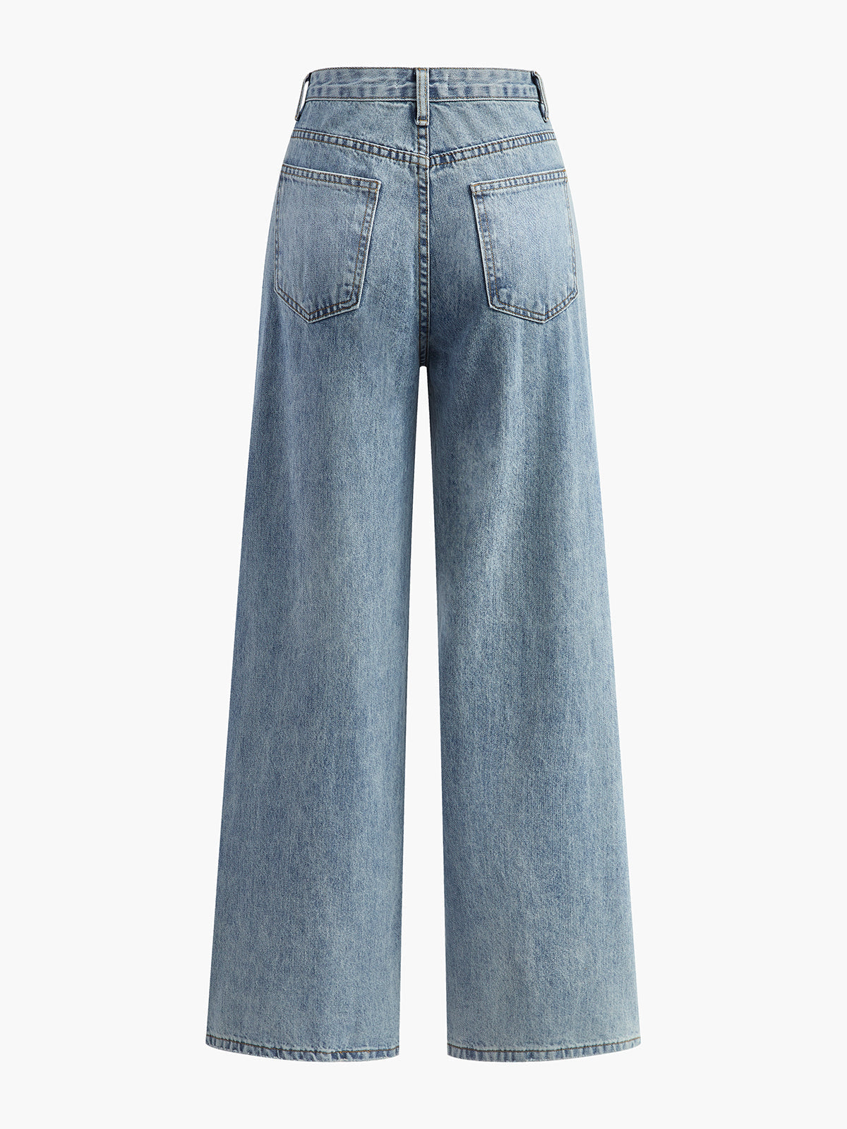 Vaquero Mujer Cintura Asimétrica Pierna Ancha Denim Oscuro