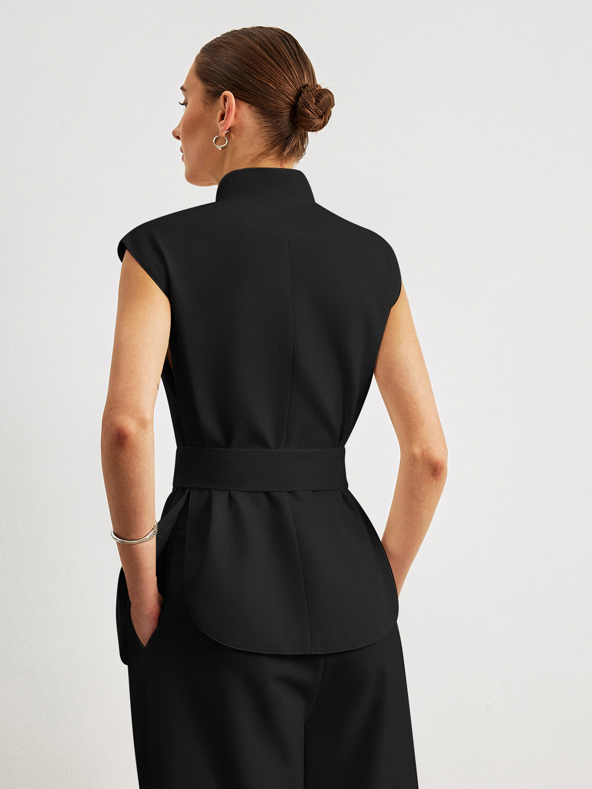 Blusa Peplum Con Cinturón Ancho Para Trabajo Diario