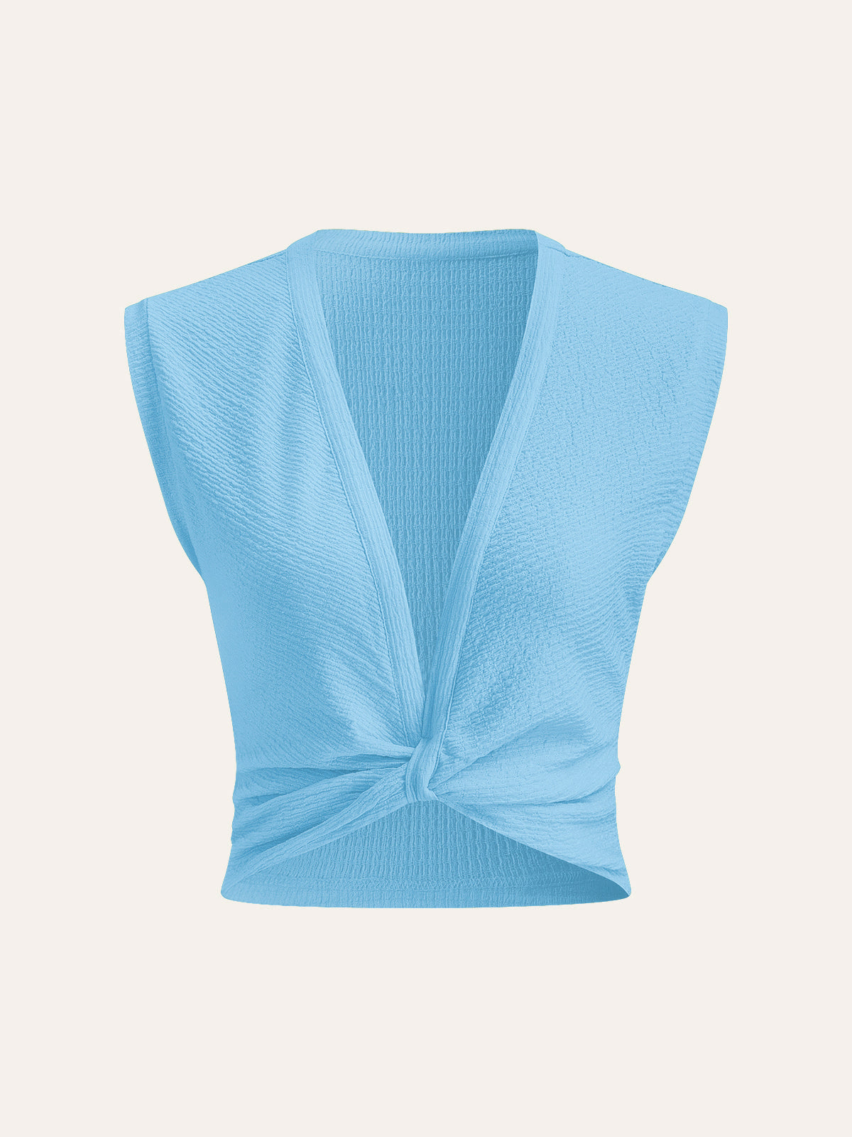 Blusa Sin Mangas Con Escote V Y Nudo Elástico Versátil