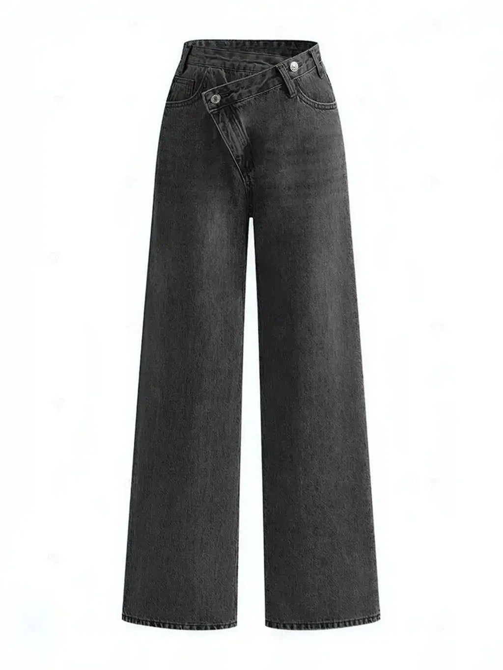 Vaquero Mujer Cintura Asimétrica Pierna Ancha Denim Oscuro