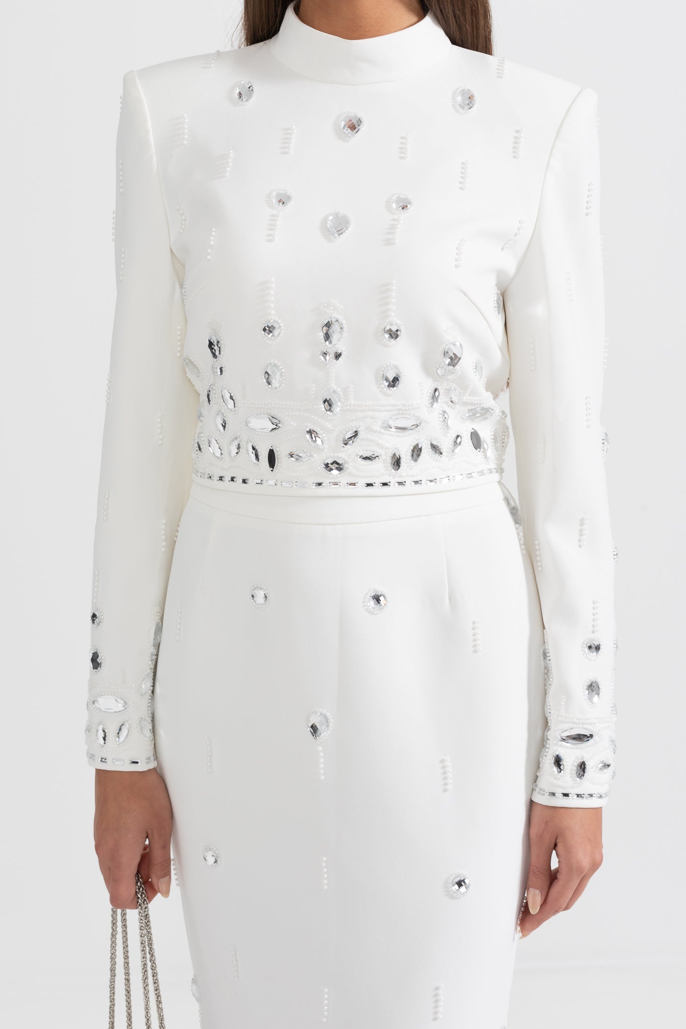 Conjunto Dos Piezas Falda Maxi Pedrería para Mujer de Lujo