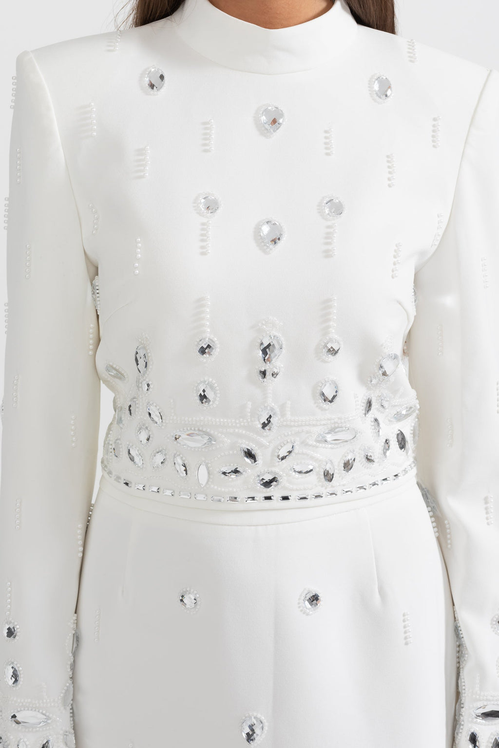 Conjunto Dos Piezas Falda Maxi Pedrería para Mujer de Lujo