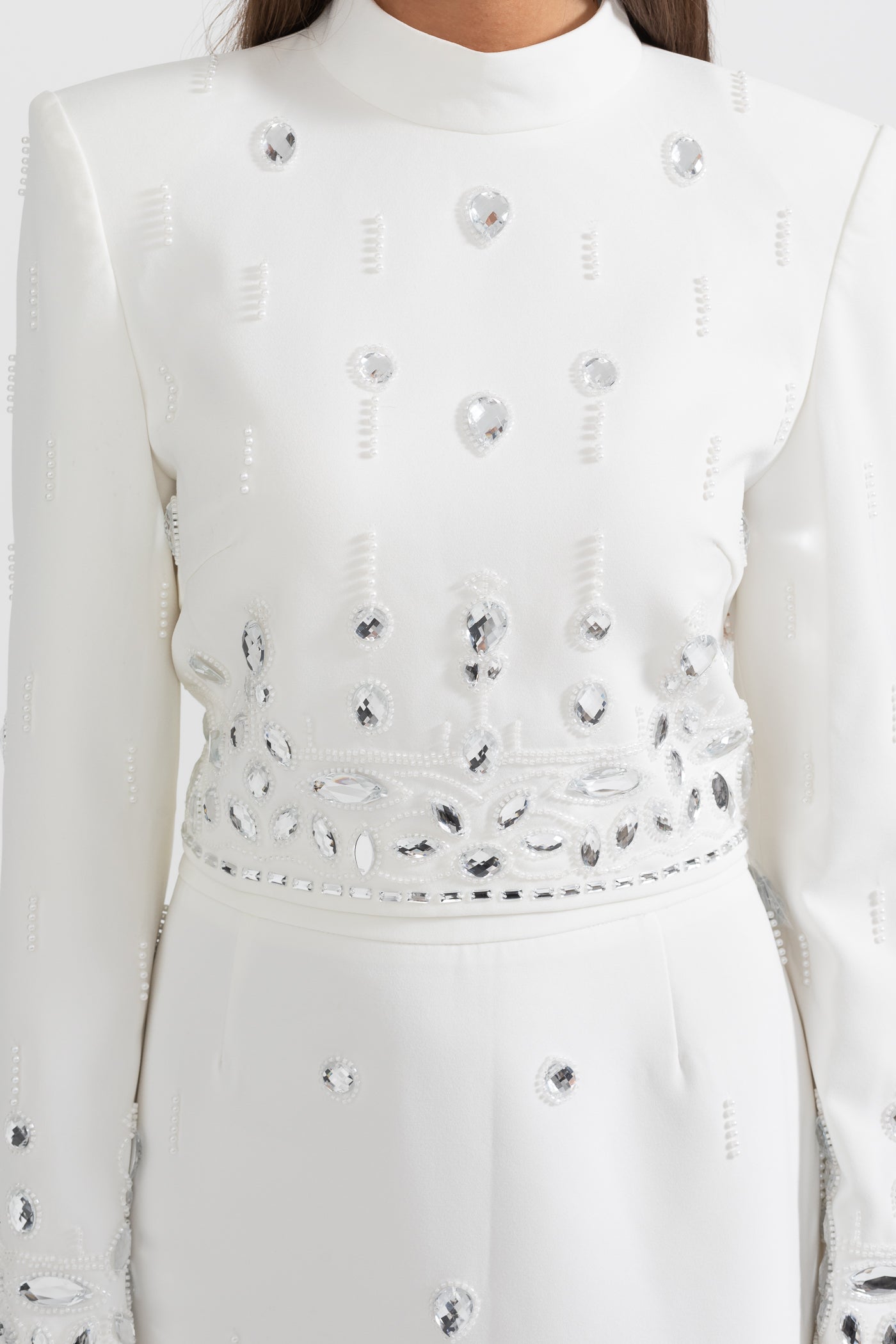 Conjunto Dos Piezas Falda Maxi Pedrería para Mujer de Lujo
