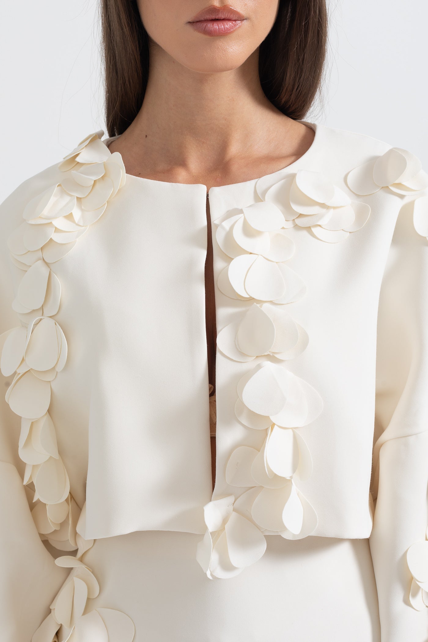 Conjunto Elegante de Dos Piezas con Pétalos Mujer Noche