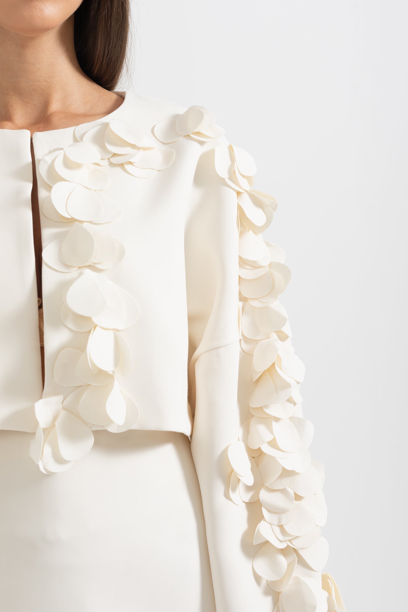 Conjunto Elegante de Dos Piezas con Pétalos Mujer Noche