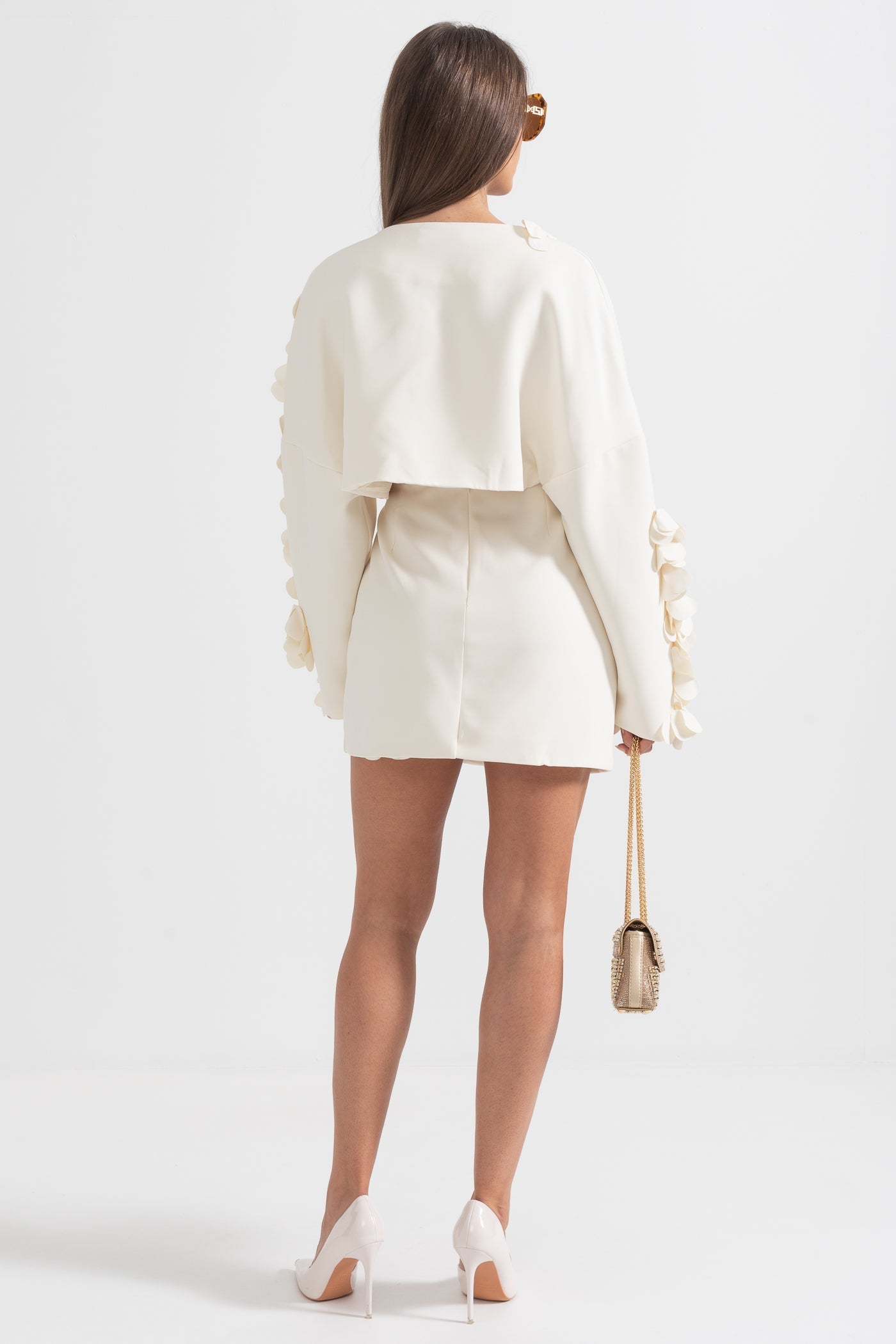 Conjunto Elegante de Dos Piezas con Pétalos Mujer Noche