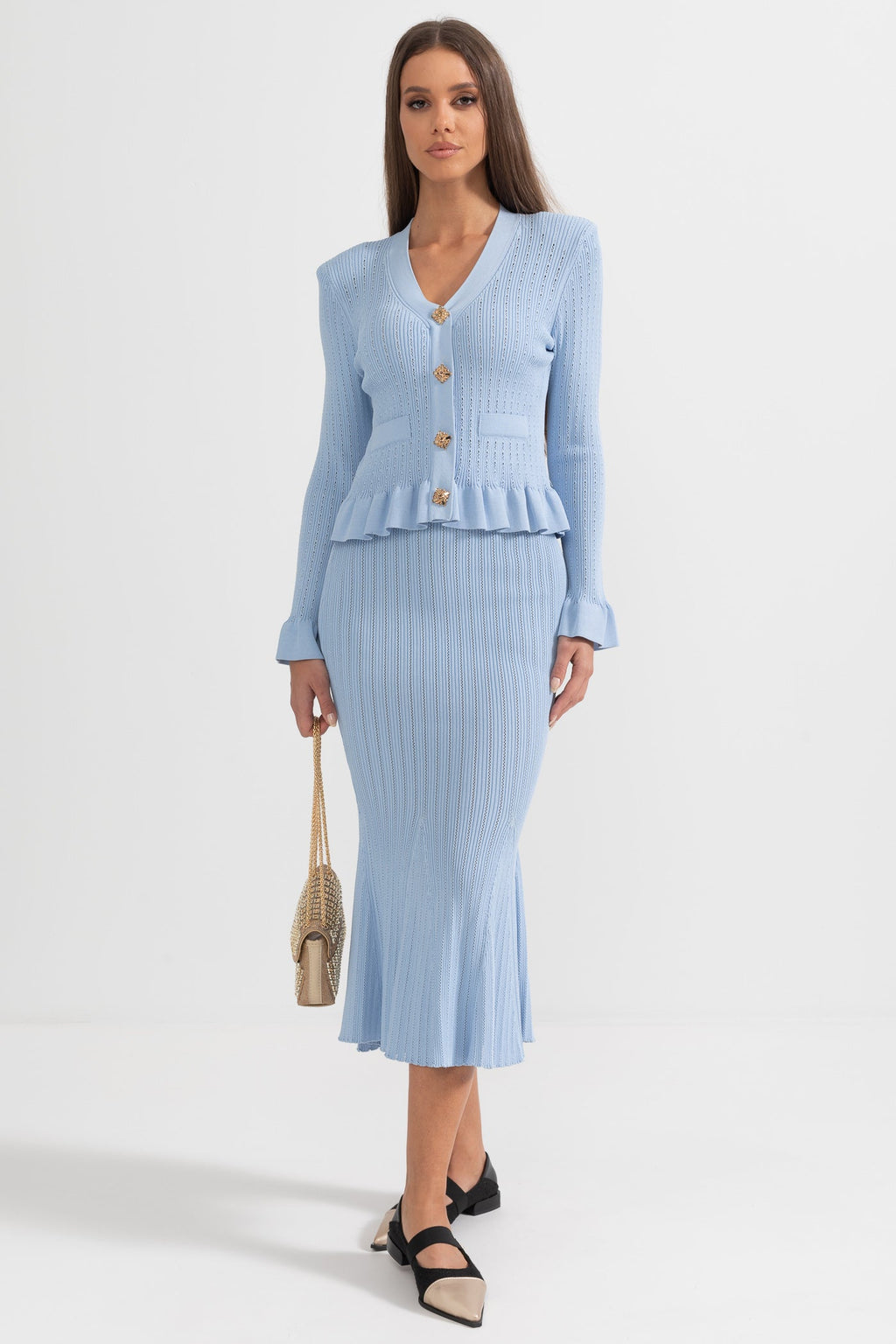 Conjunto Coordinado Chaqueta Volantes Y Falda Punto Alinea