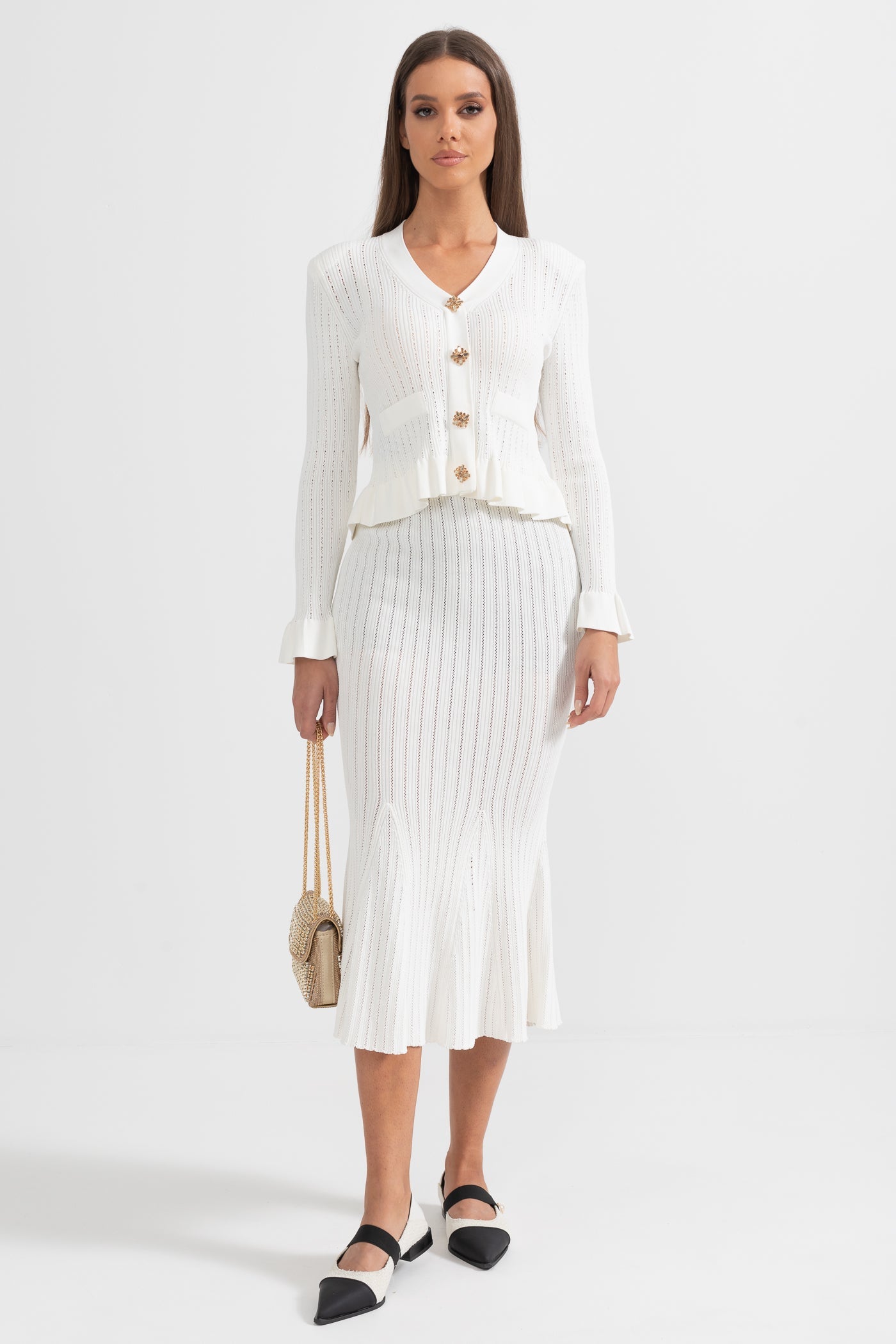 Conjunto Coordinado Chaqueta Volantes Y Falda Punto Alinea