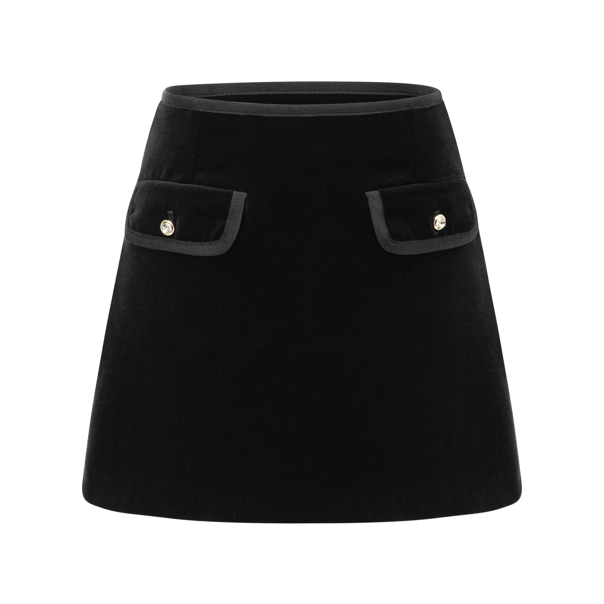 Falda Midi Satín Con Cristales Y Bolsillos Falsos Elegantes