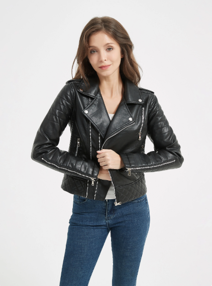 Elando Chaqueta de Cuero para Mujer Silueta Elegante