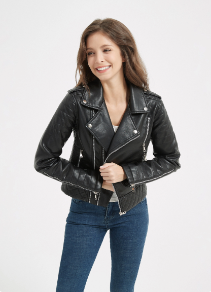 Elando Chaqueta de Cuero para Mujer Silueta Elegante