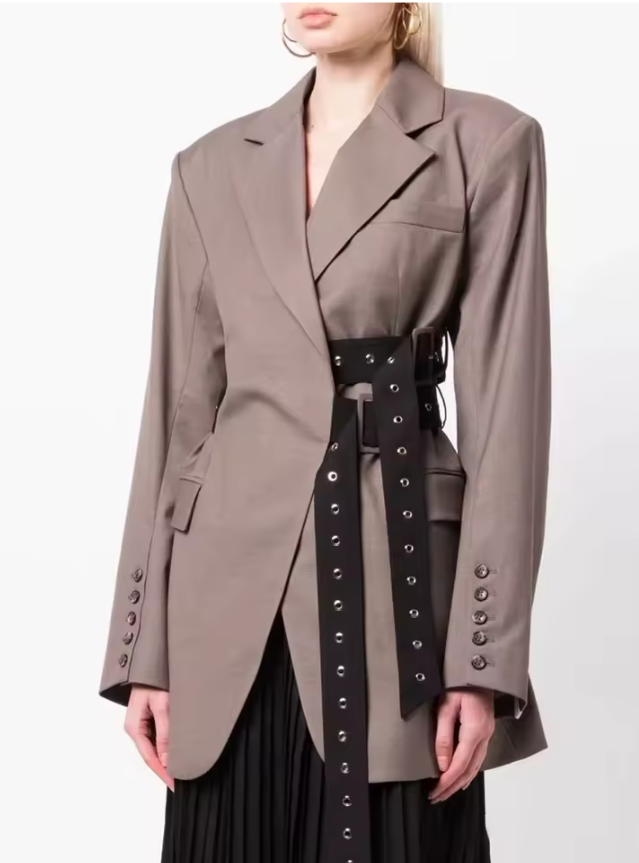 Blazer Relint Minimal Lineas Afiladas Olivo Oversized