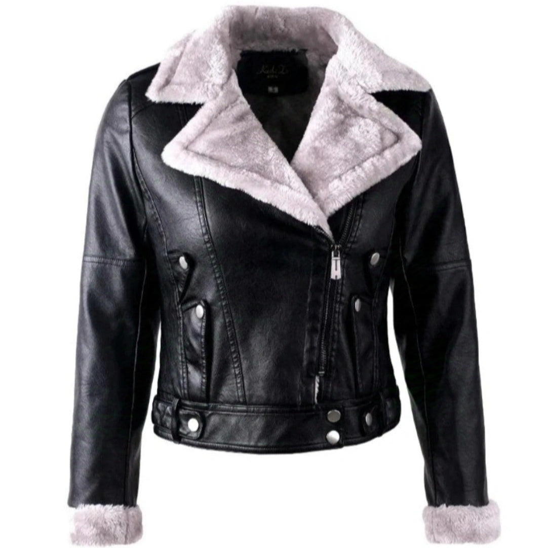 Chaqueta De Cuero Elegante Detalles Modernos Estilo Biker