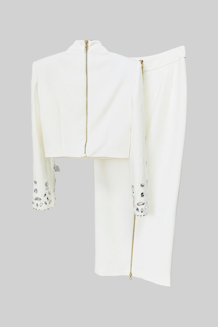 Conjunto Dos Piezas Falda Maxi Pedrería para Mujer de Lujo