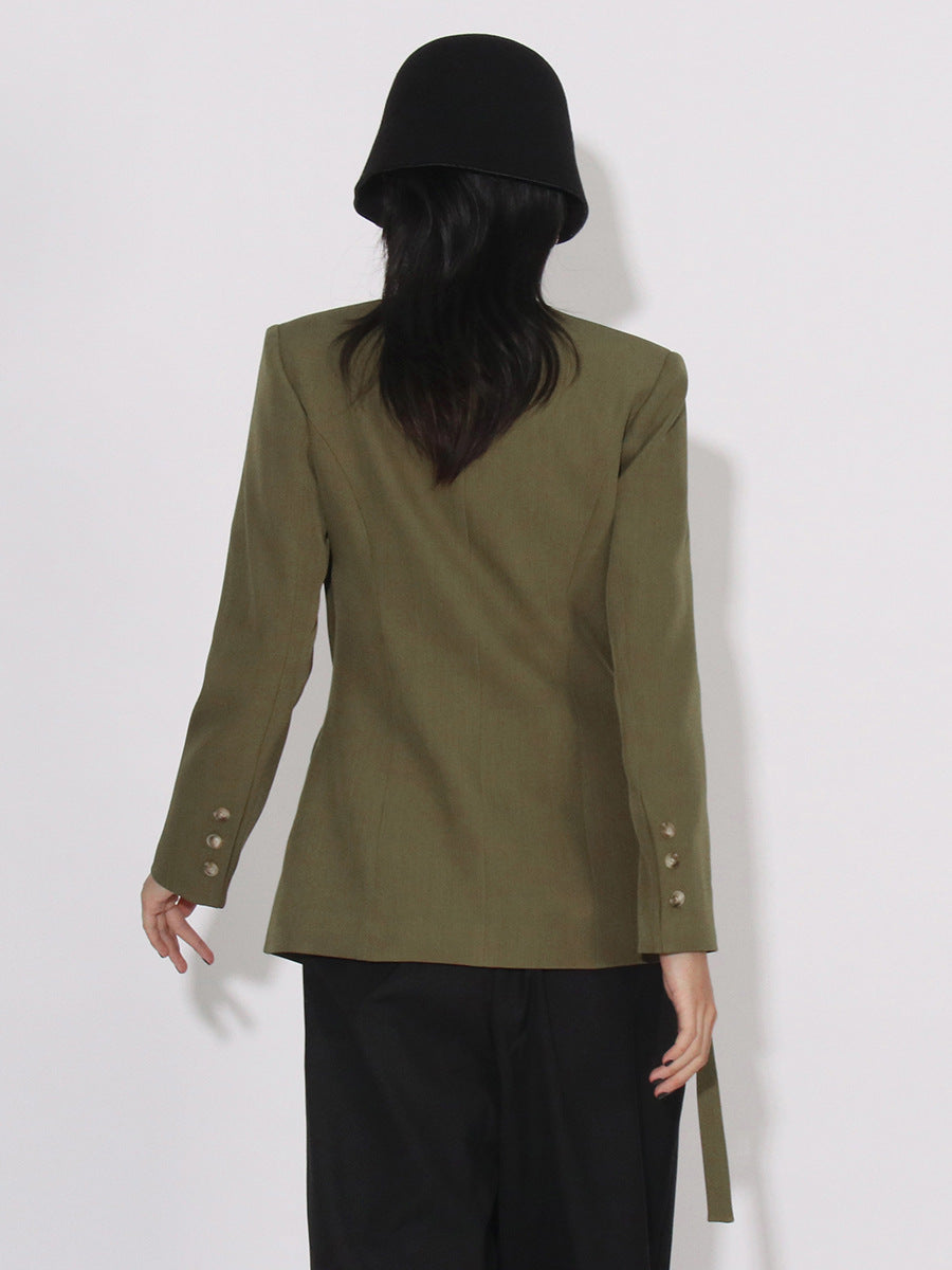 Chaqueta Glentir Con Corte Asimétrico Detalle Cinturón