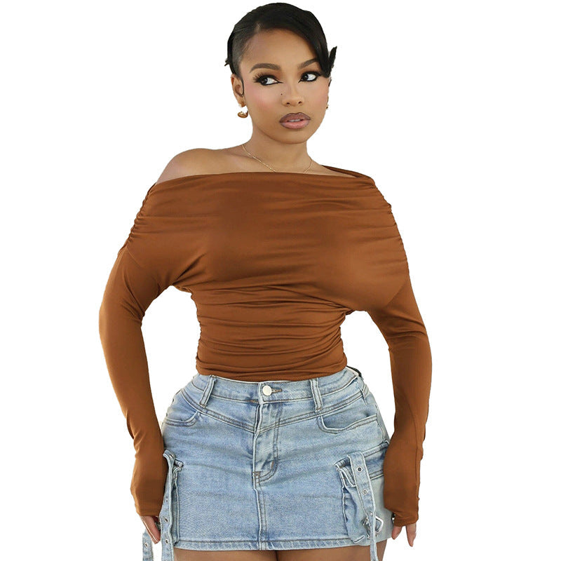 Blusa Pearle Hombro Asimétrico Con Frunce Refinado Elegante
