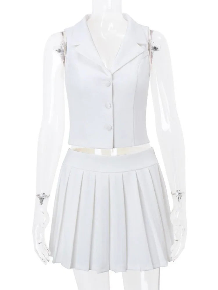 Conjunto Tossy Falda Plisada y Chaleco de Algodón Poliéster