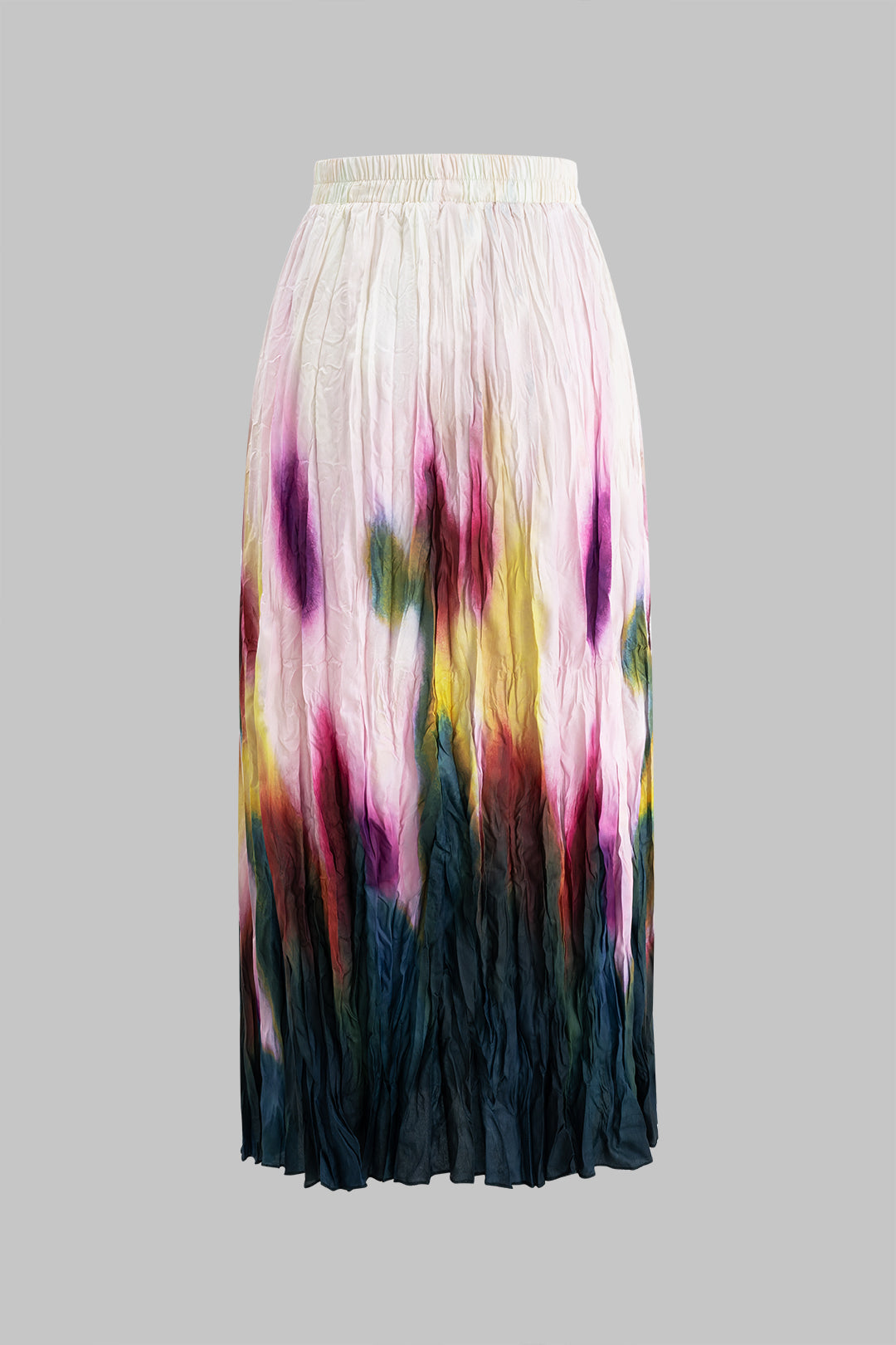 Abstract Tie Dye High Waist Ruched Skirt