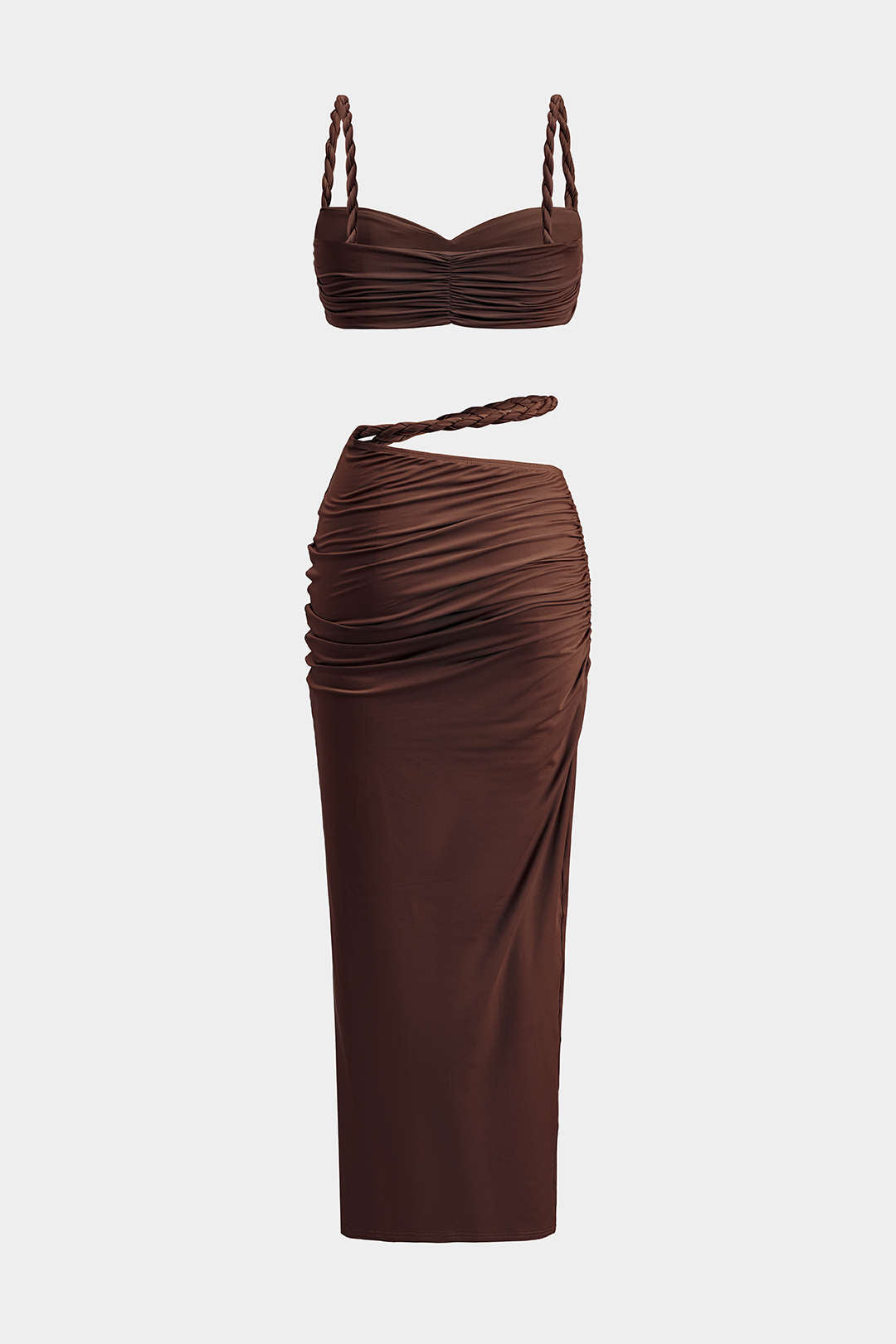 Conjunto Satén Sin Espalda Sunset Crush Detalles de Escote
