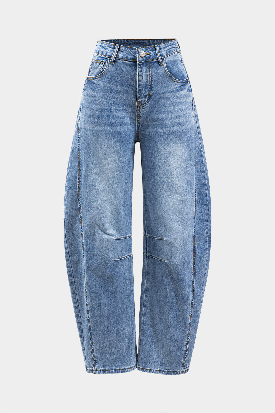 Pantalones Vaqueros Pierna Ancha Bolsillos Abotonados
