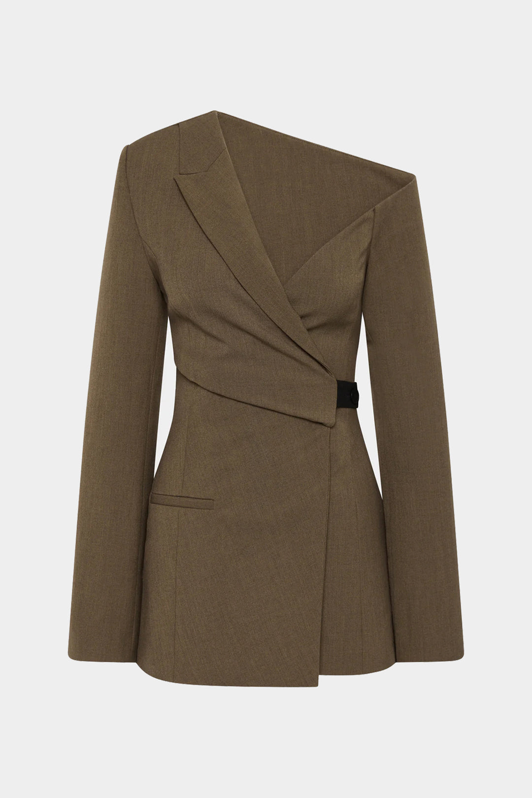 שמלת מיני אסימטרית עם שרוולים ארוכים וגזרה צמודה 