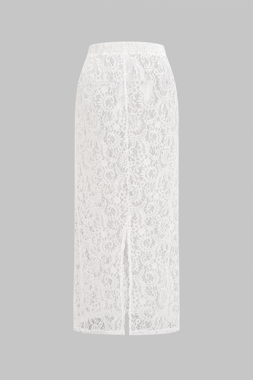 חצאית תחרה ז'אקארד חלולה עם שסע 