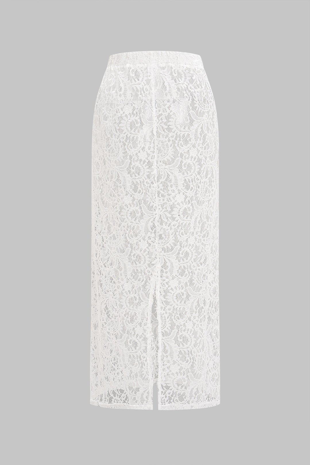 חצאית תחרה ז'אקארד חלולה עם שסע 
