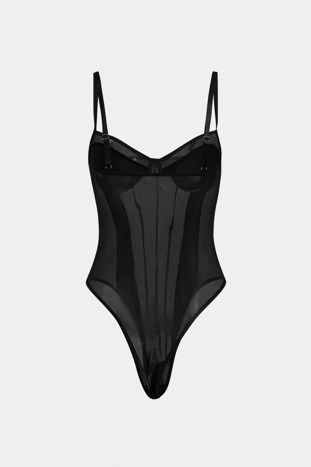 Corsé Bodysuit de Malla Sin Espalda con Escote Barco