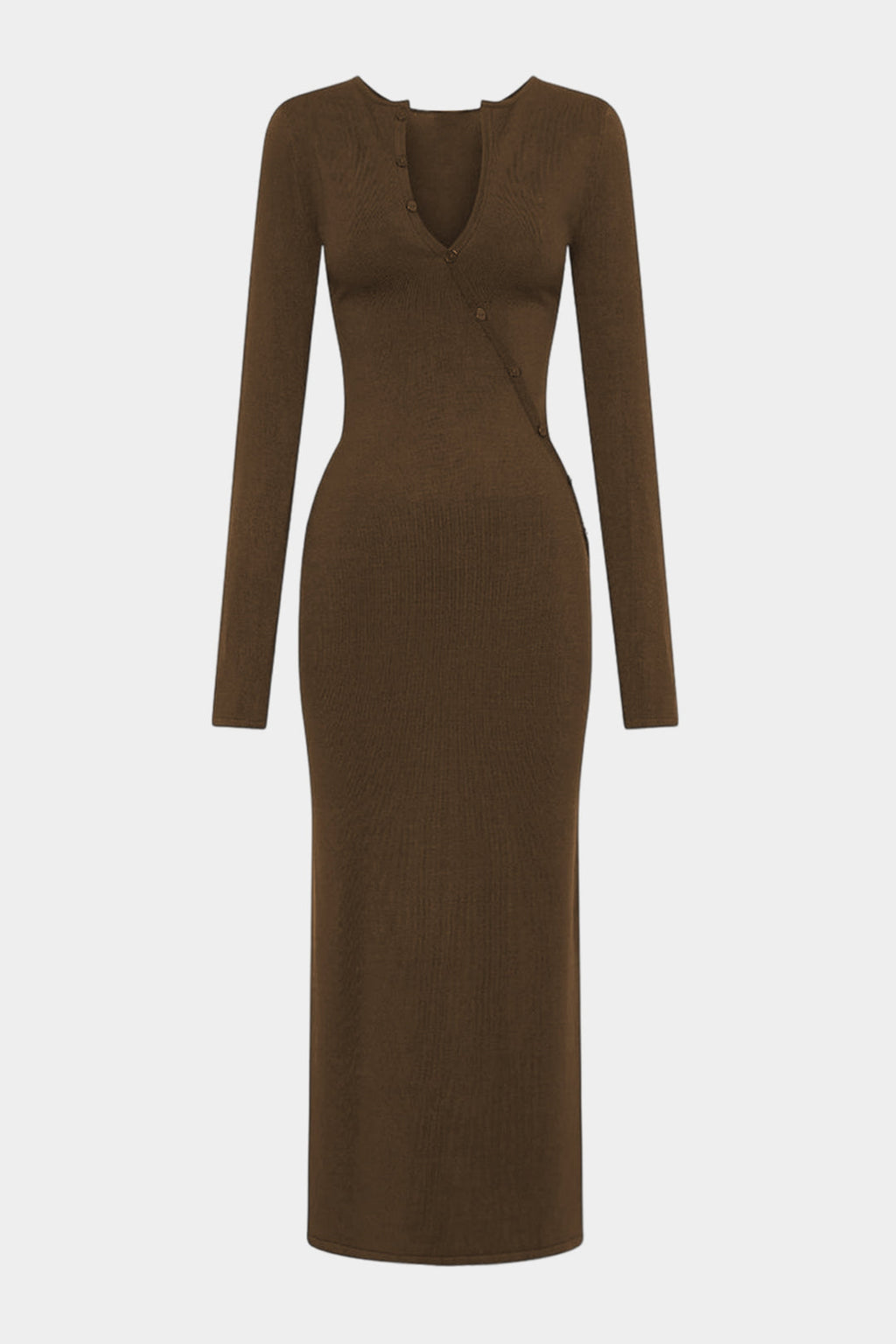 Asymmetrical Button Long Sleeve Maxi Dress