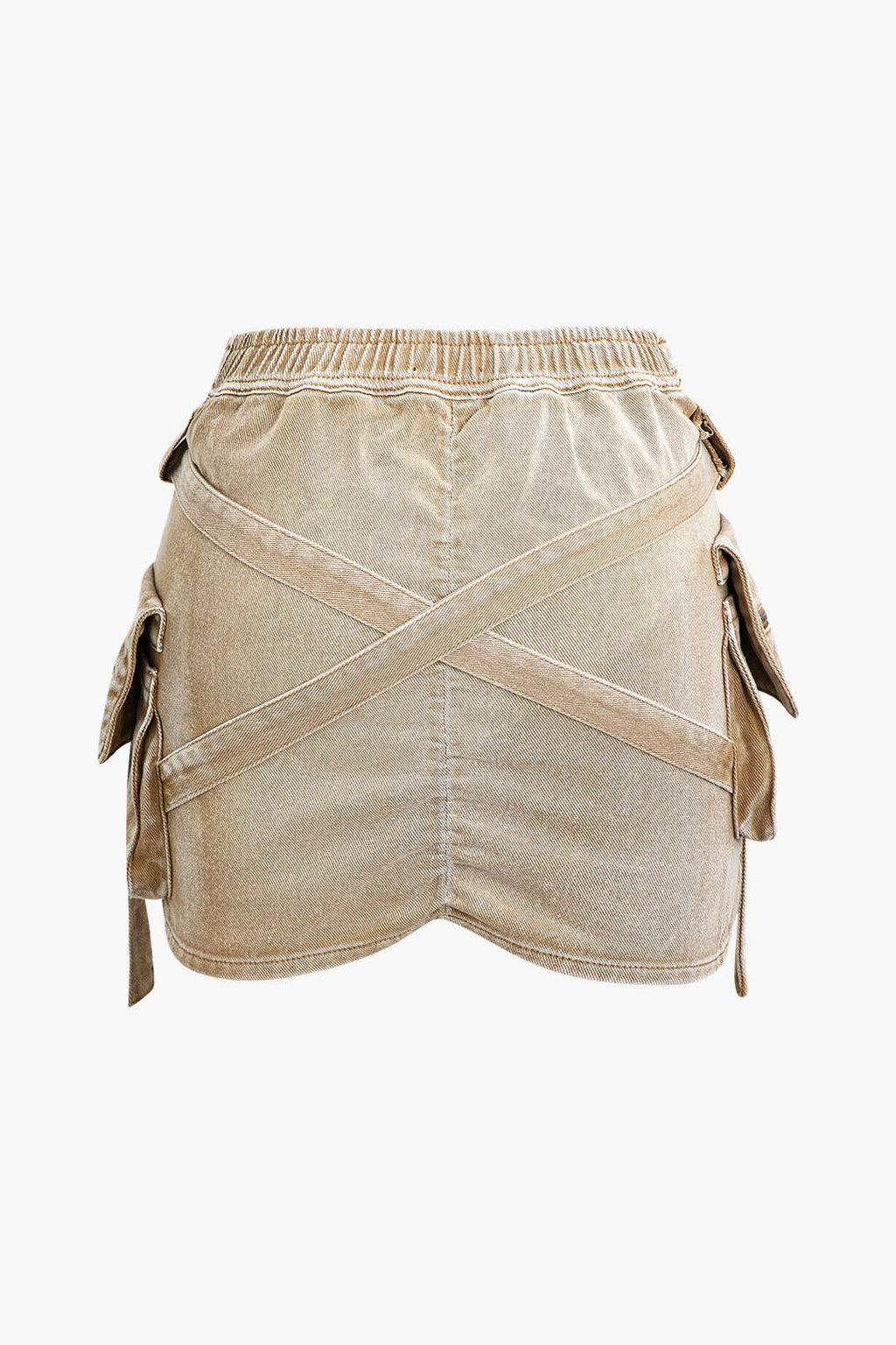 Falda Denim Cargo Cintura Elástica Con Bolsillos Clásica