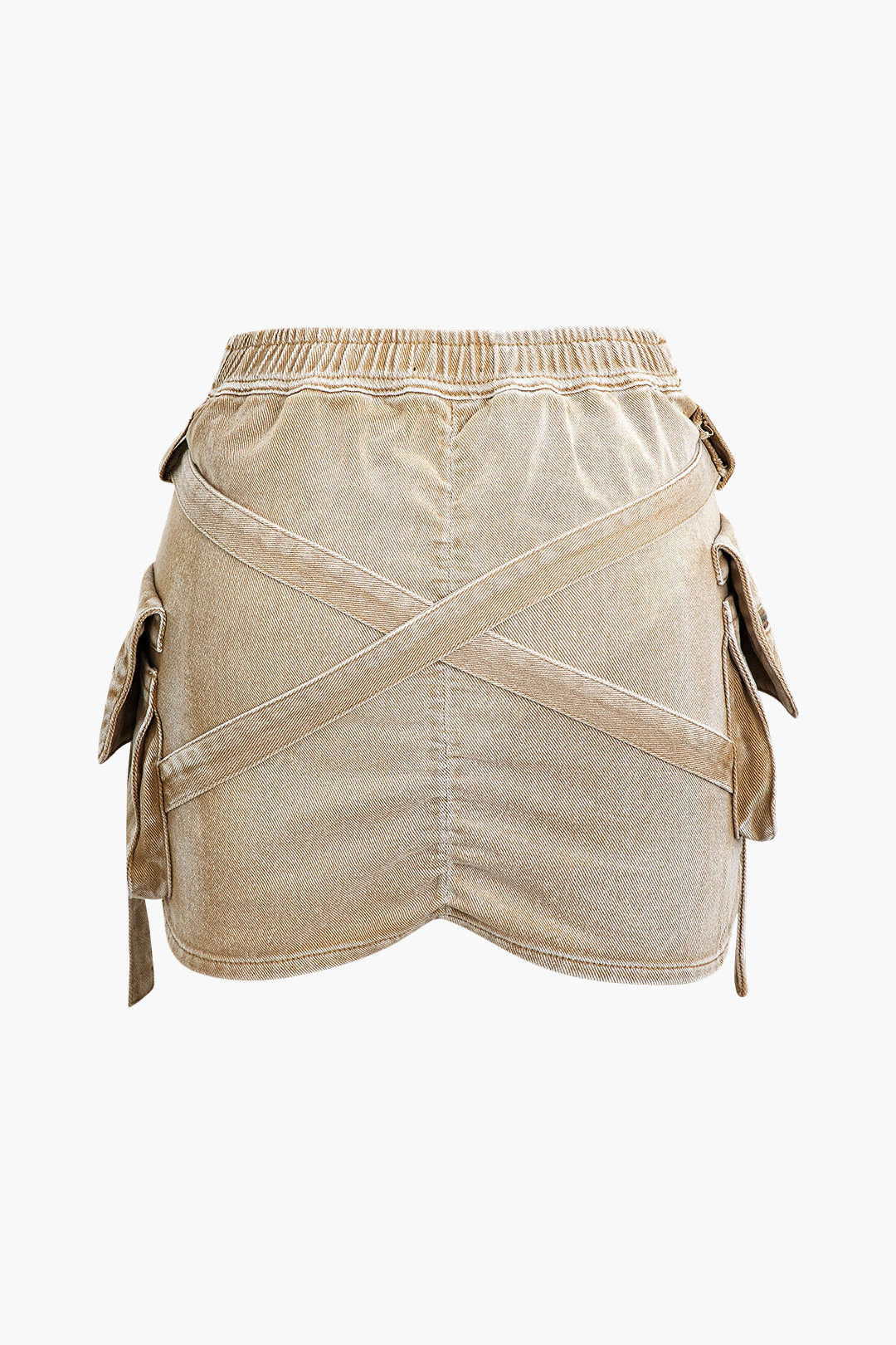 Falda Denim Cargo Cintura Elástica Con Bolsillos Clásica