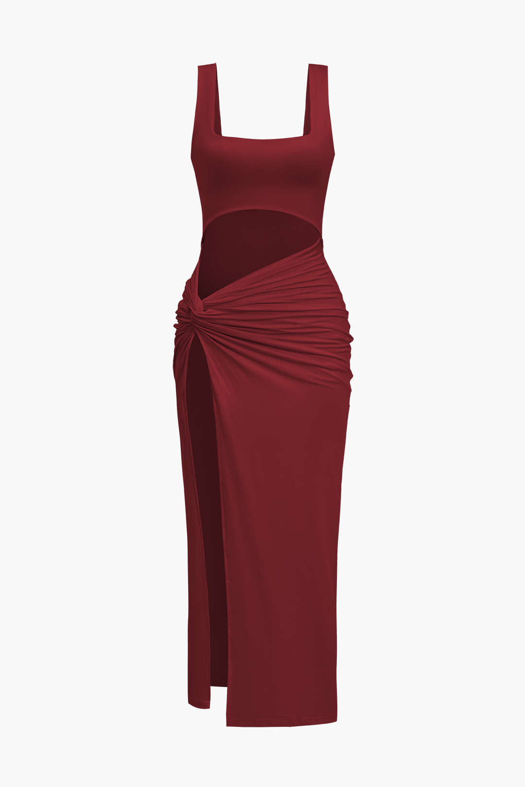 Vestido Midi Reversible Con Abertura Frontal Elegante