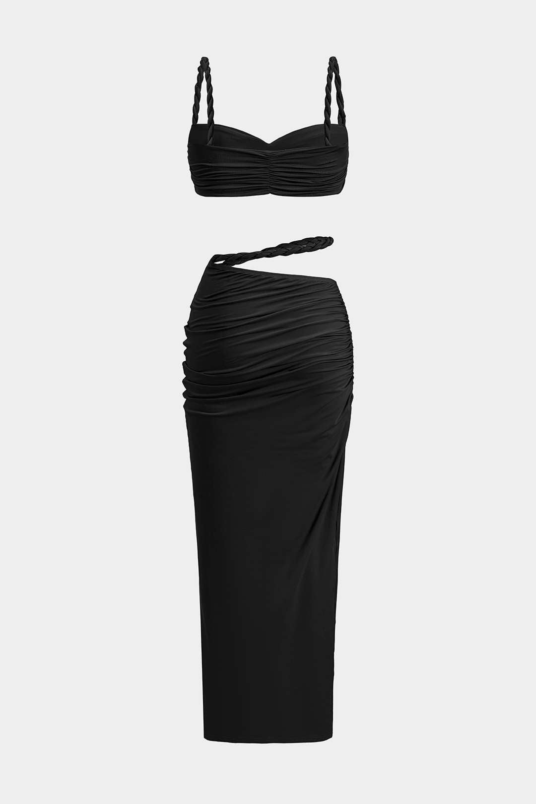 Conjunto Satén Sin Espalda Sunset Crush Detalles de Escote