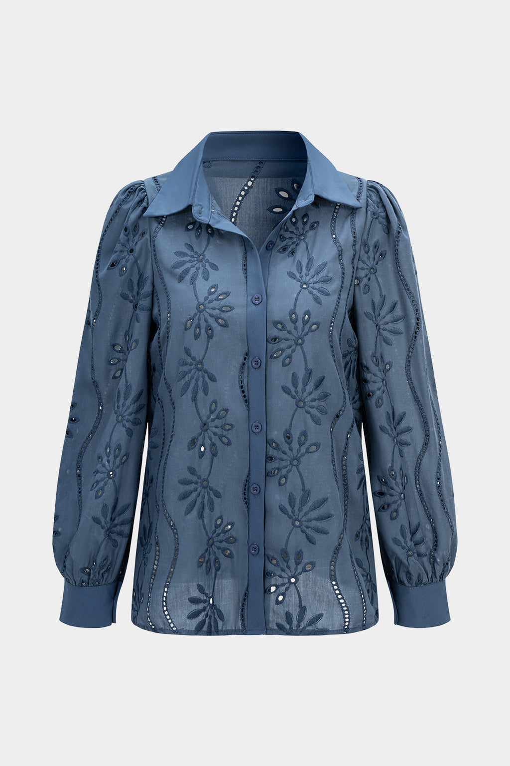 חולצה ארוכת שרוולים עם רקמה פרחונית 