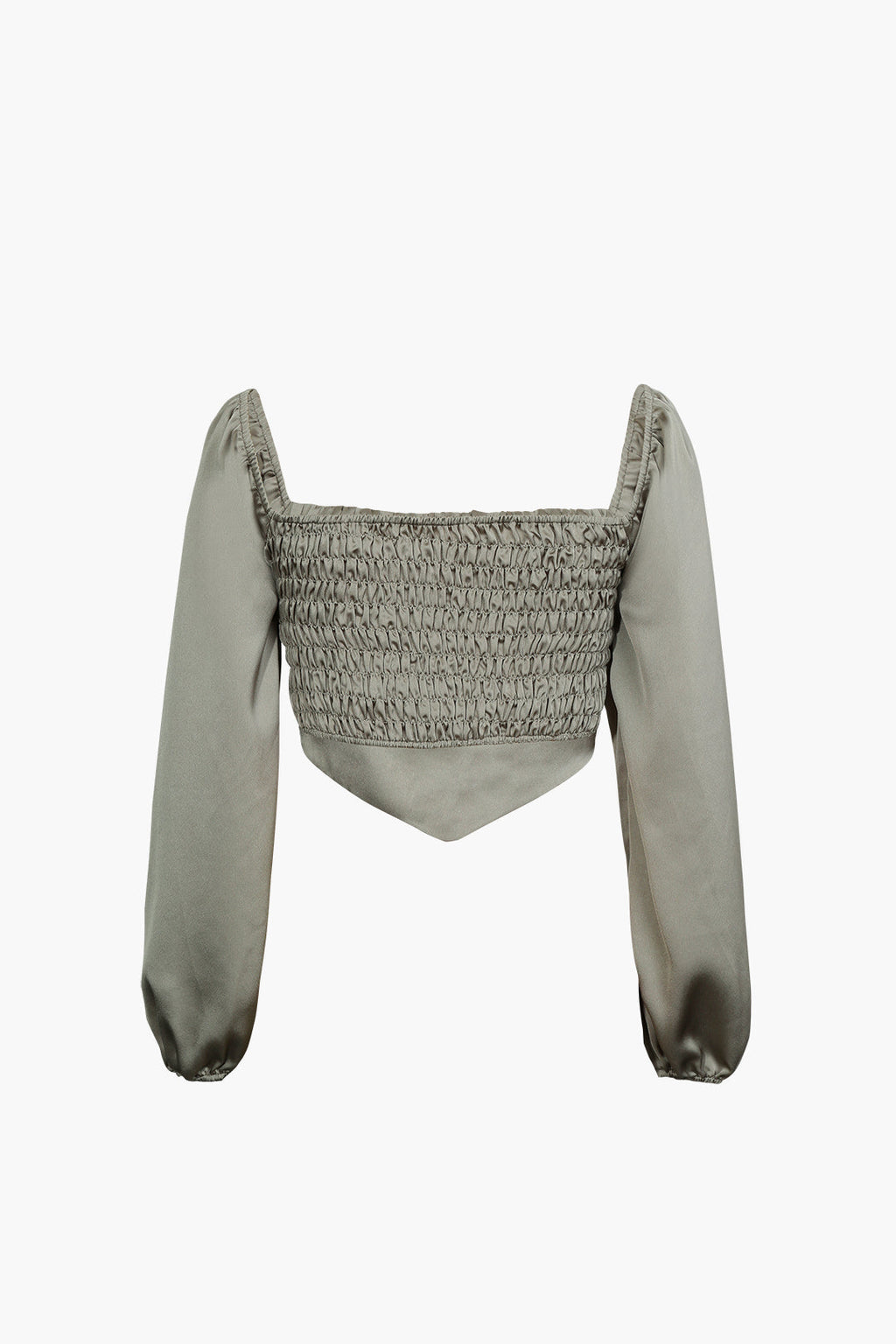 חולצה סאטן עם שרוולים ארוכים וצווארון מרובע 