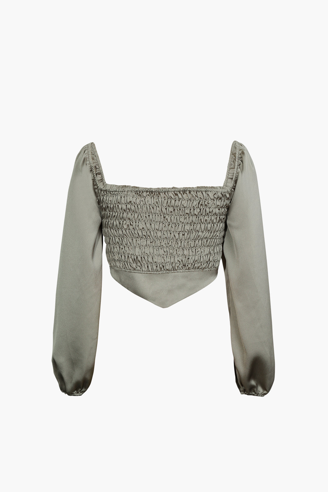 חולצה סאטן עם שרוולים ארוכים וצווארון מרובע 