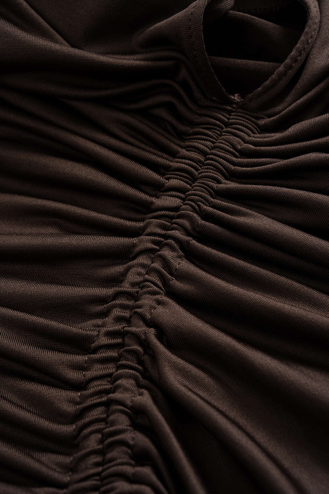 Ruched Drawstring Hooded Long-Sleeve Top