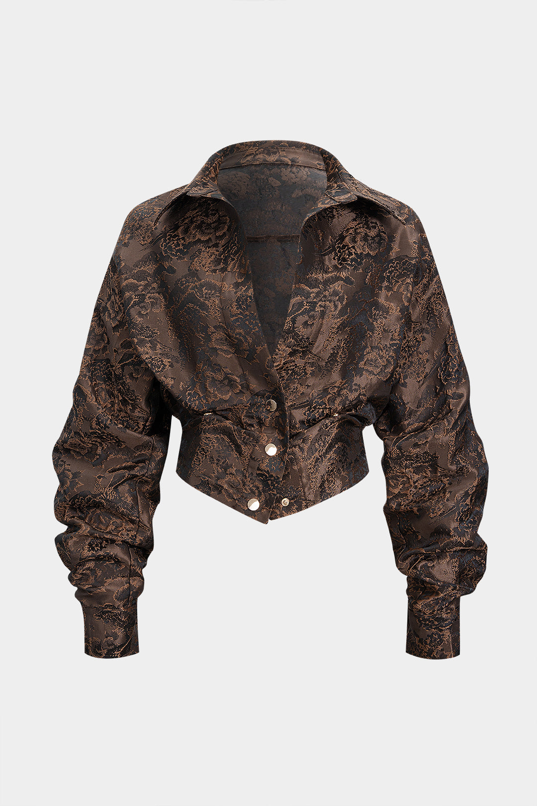 חולצת ארוכת שרוולים עם הדפס פרחוני של ז'קארד 