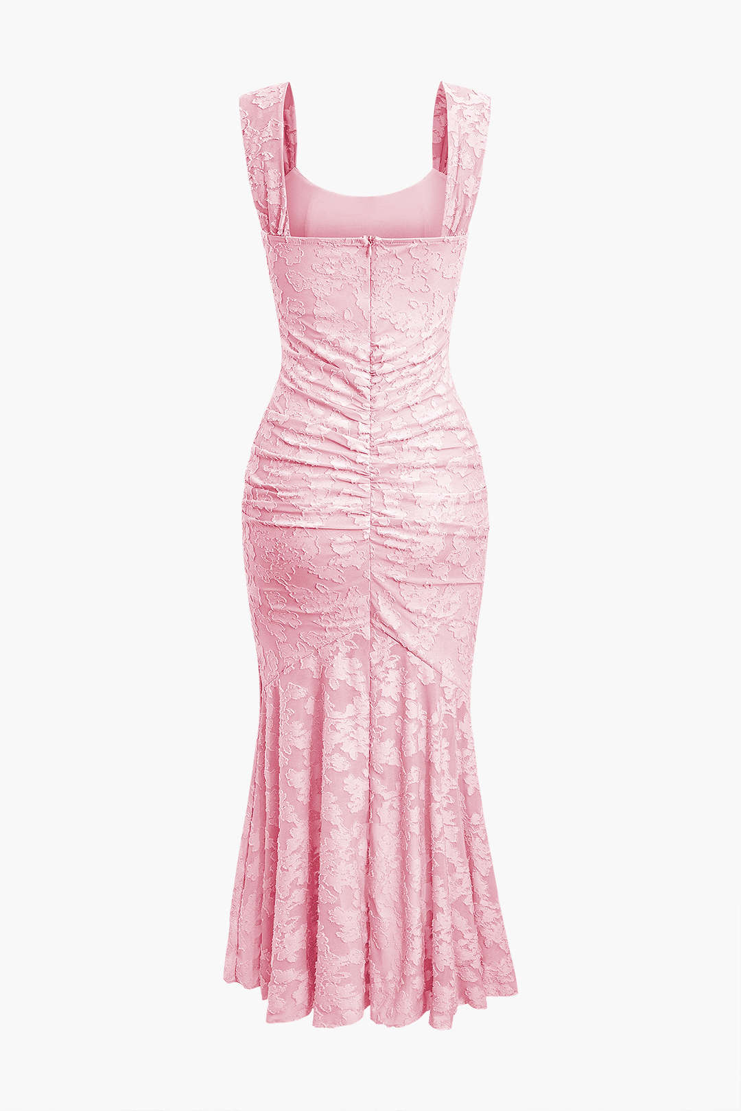 Vestido Midi Sirena Floral Asimétrico Sin Mangas Elegante