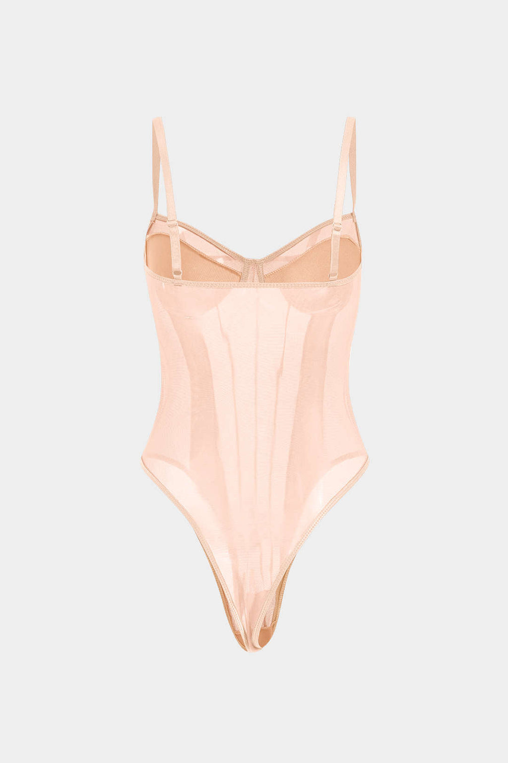 Corsé Bodysuit de Malla Sin Espalda con Escote Barco