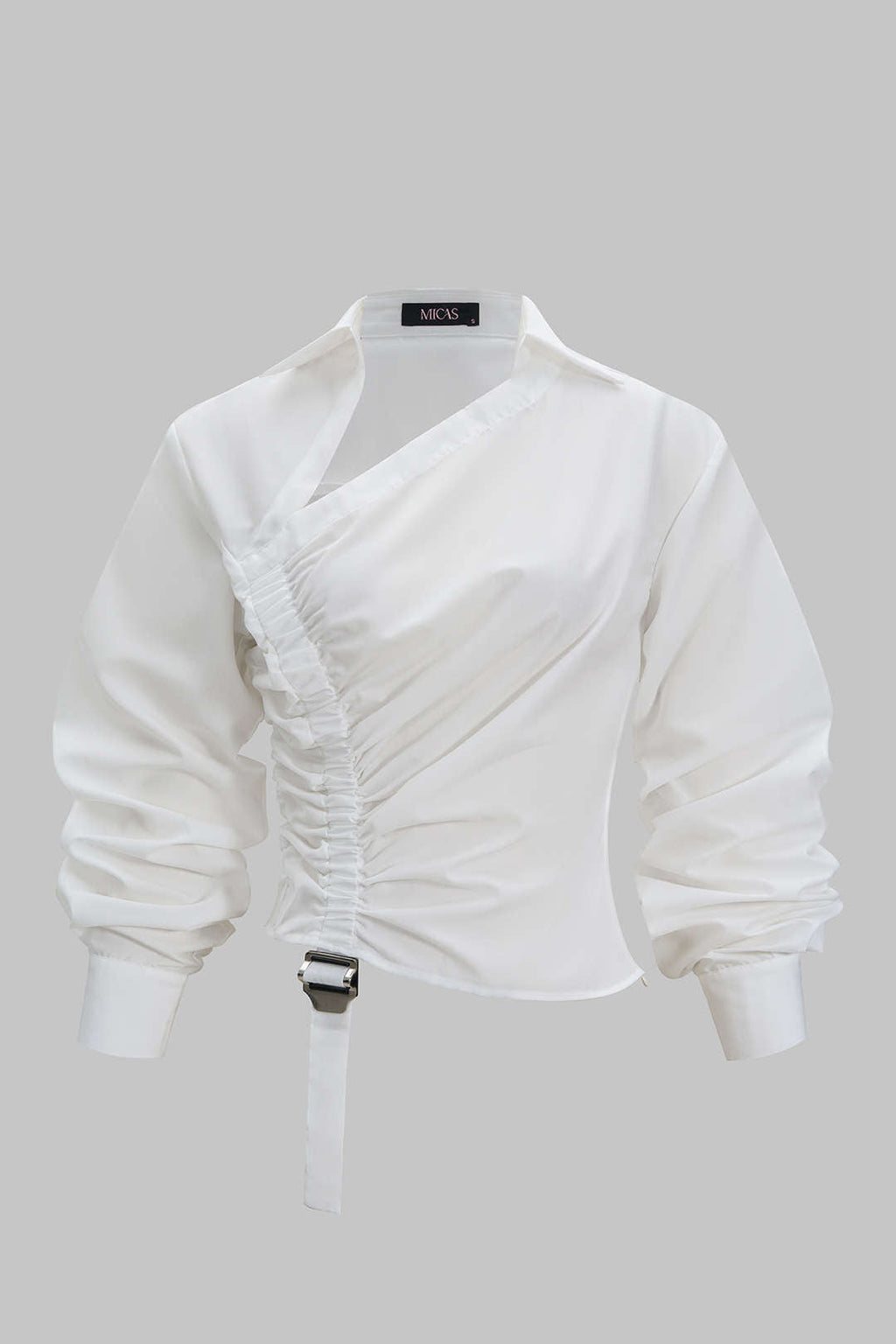 Ruched Drawstring Long-Sleeve Shirt