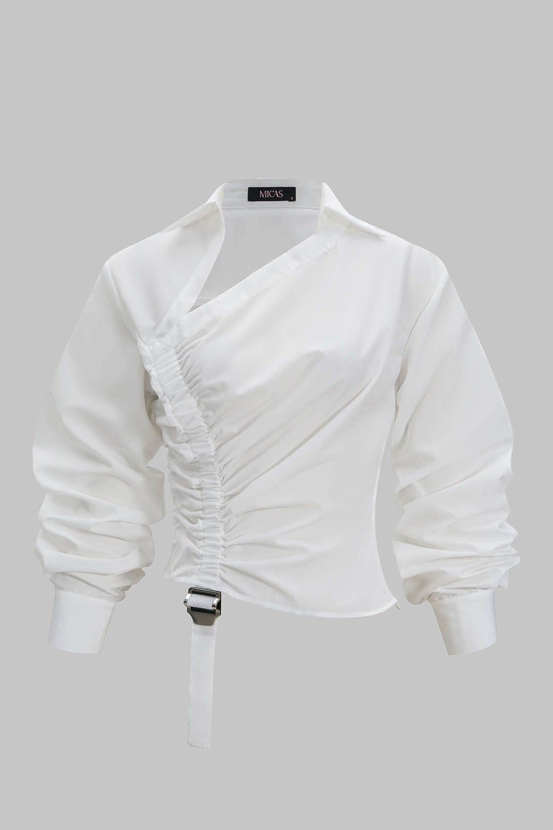 Ruched Drawstring Long-Sleeve Shirt