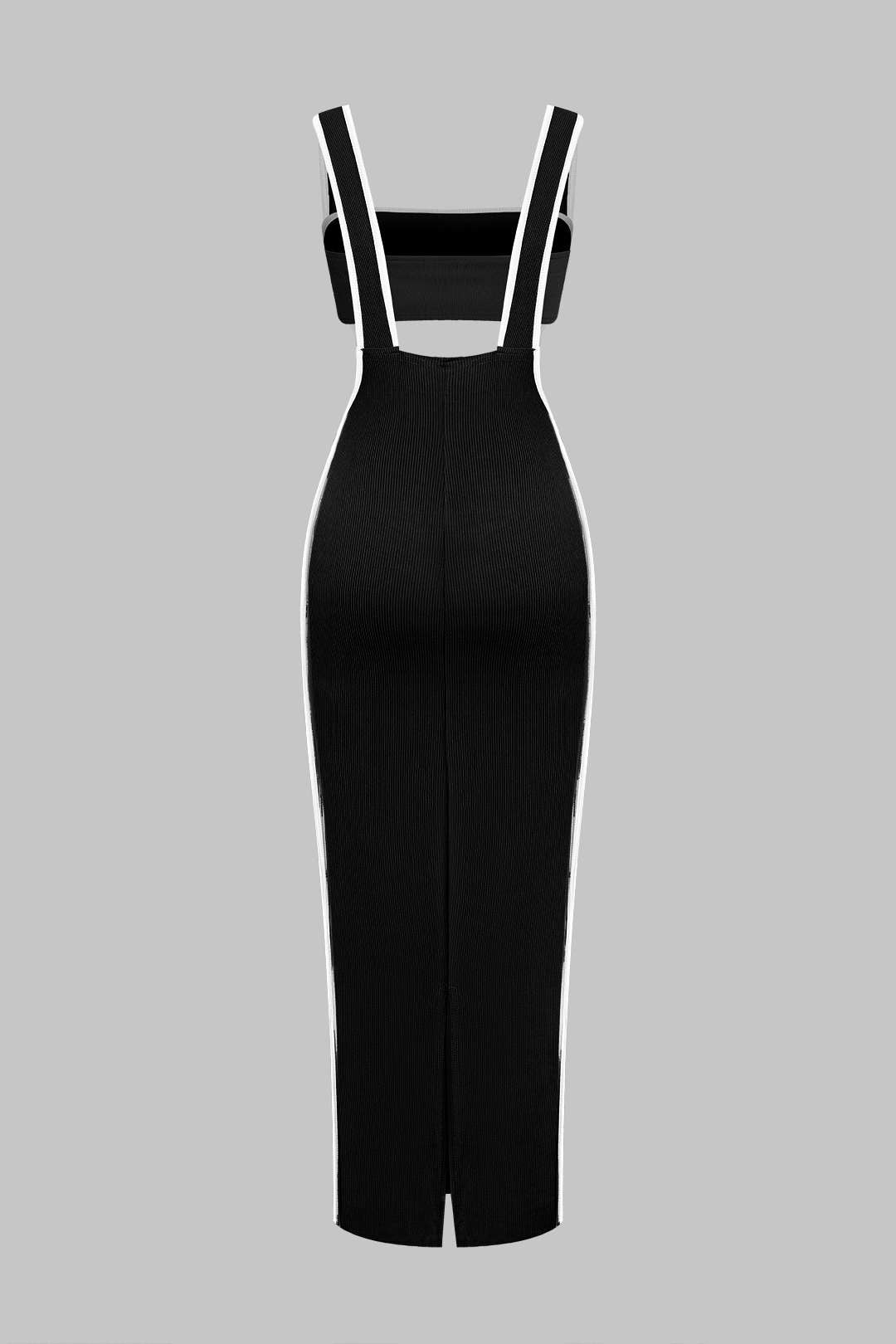 Conjunto Dos Piezas Tubo Salopette Vestido Borde Contraste