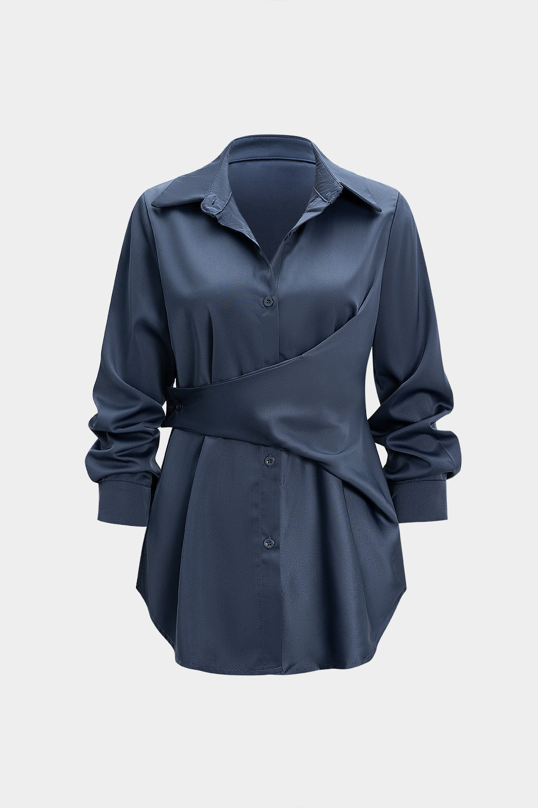 Satin Button Long-Sleeve Shirt